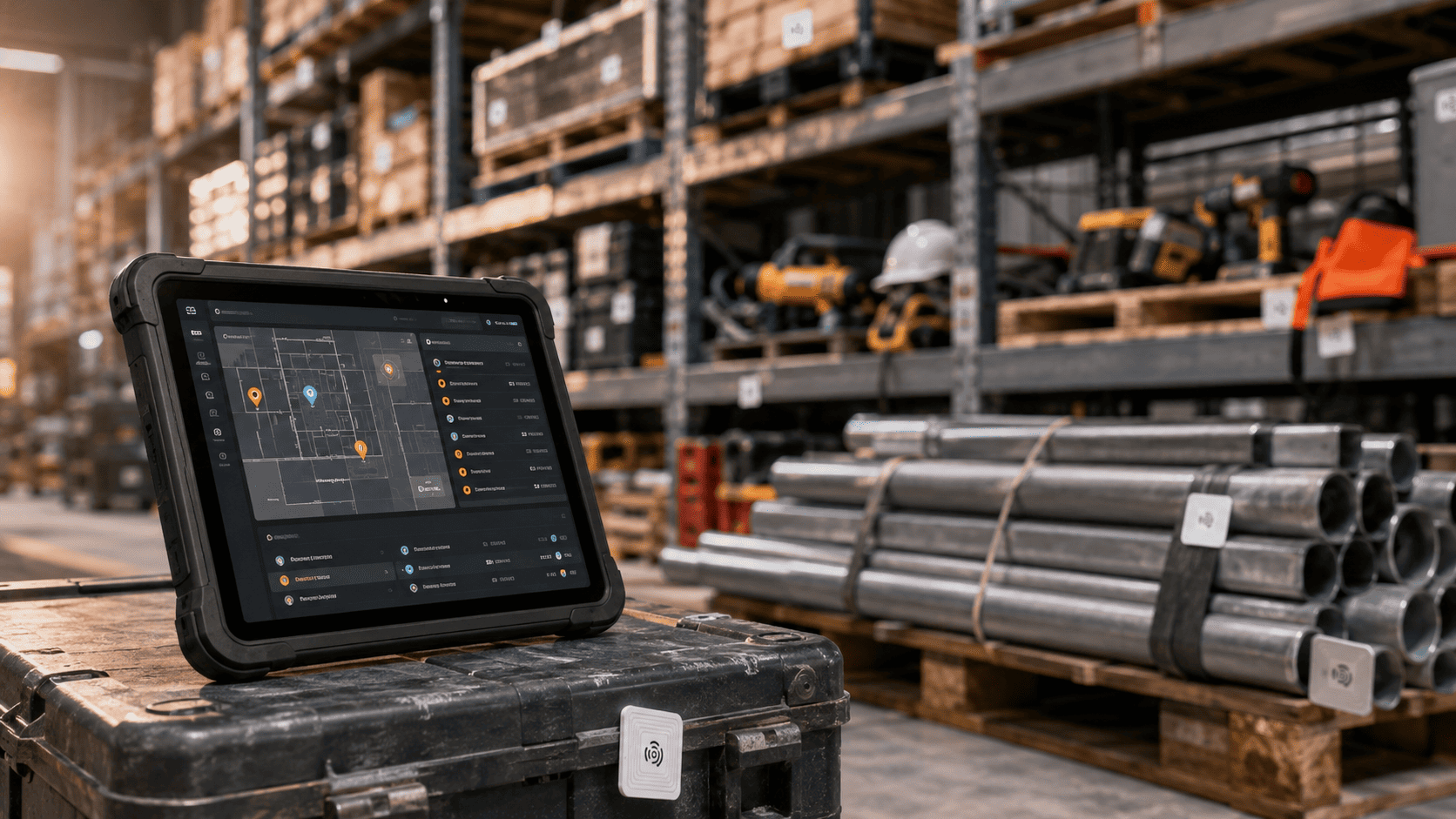 Tracking asset and tool movement across sites for a construction company